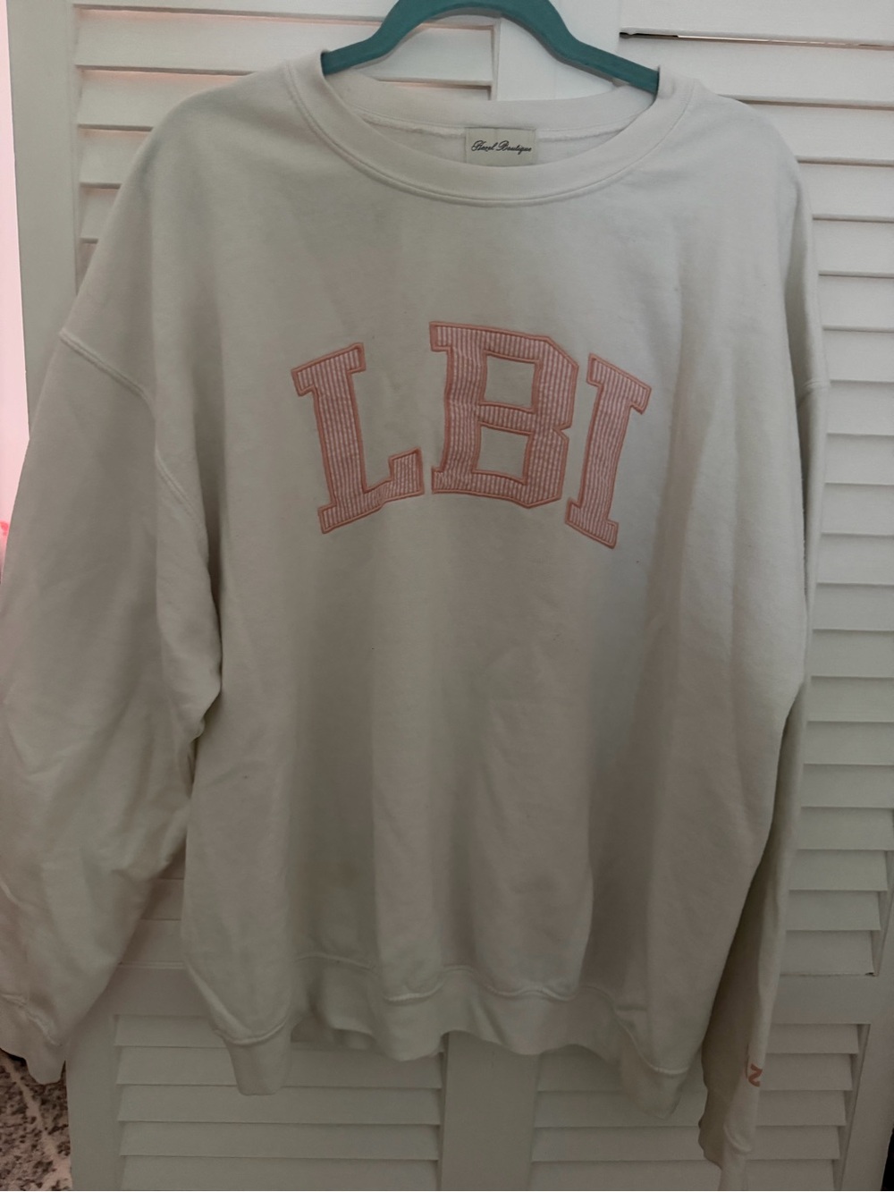 hazel Cream Sweatshirt with Pink 'LBI' Logo